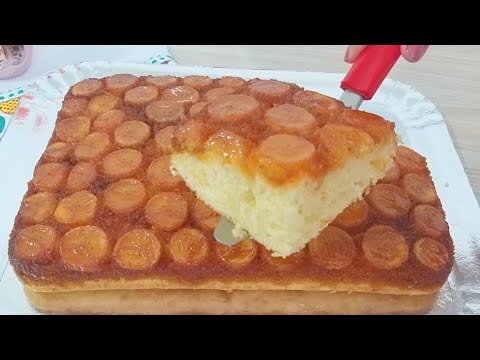 Receitas Deliciosas Bolo de Banana Caramelizada super fofinho sem Batedeira e sem Liquidificador